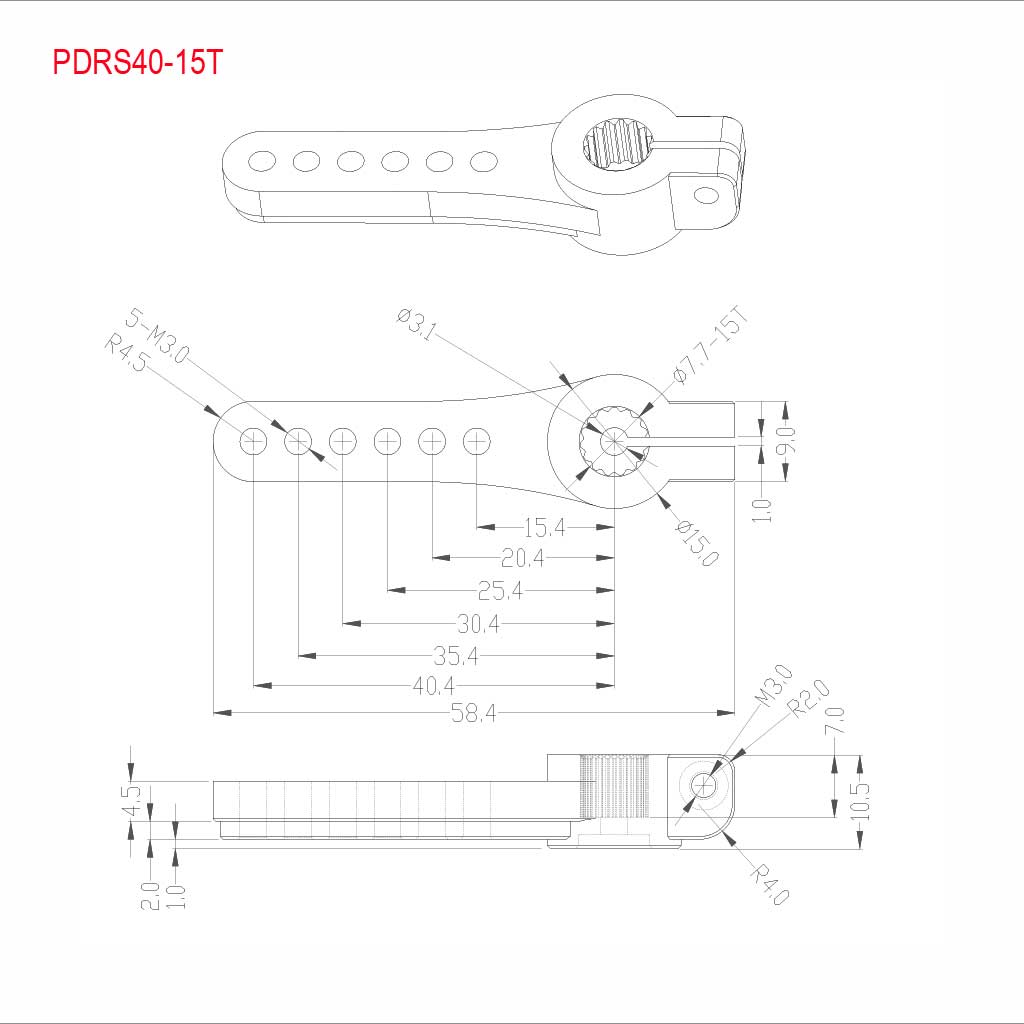Arm, servo, 40-15T (1-1/2") 
