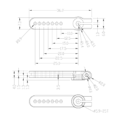 Arm, servo, 25L-25T (1") 