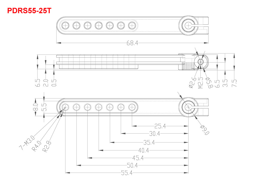 Arm, servo, 55-25T (2-1/8") 