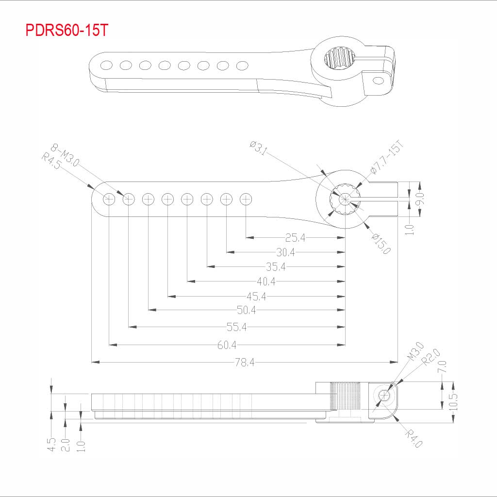 Arm, servo, 60-15T (2-3/8") 