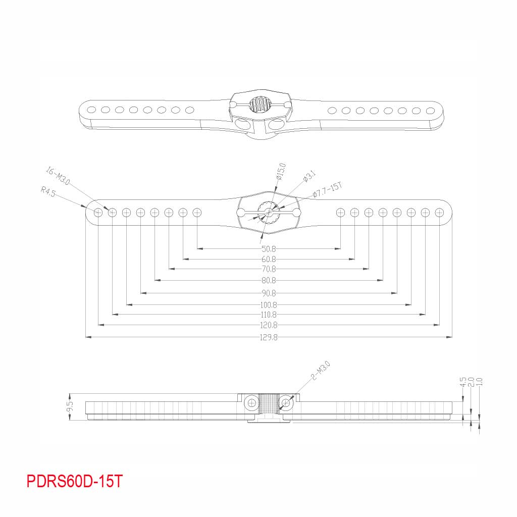 Arm, servo, 60DUAL-15T (2-3/8"x2) 